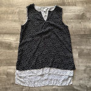 Sleeveless Layered Polka Dot Blouse